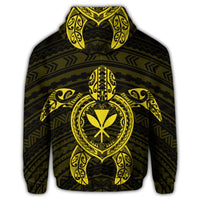 Hawaiian Turtle Kanaka Polynesian Zip Hoodie Yellow - Polynesian Pride