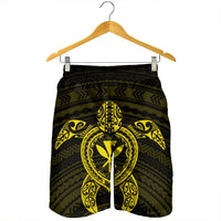 Hawaiian Turtle Kanaka Polynesian Men's Shorts - Yellow - AH - Polynesian Pride