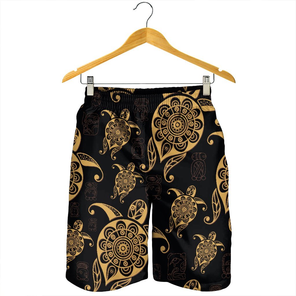 Hawaiian Turtle Pattern Golden Men's Shorts - AH - Polynesian Pride