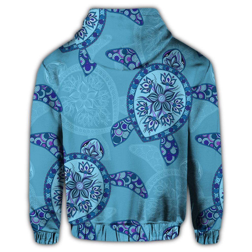 Hawaiian Turtle Plumeria Zip Hoodie - Polynesian Pride