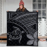 Hawaiian Turtle Plumeria Kakau Polynesian Quilt Premium Quilts Neo Gray AH - Polynesian Pride