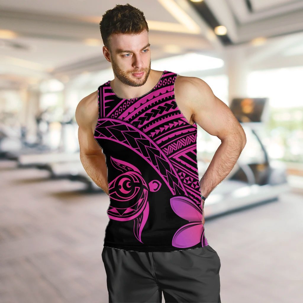 Hawaiian Turtle Plumeria Kakau Polynesian Quilt Tank Top Neo Pink AH - Polynesian Pride