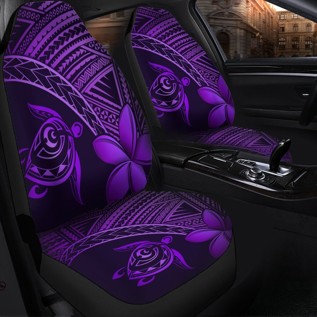 Hawaiian Turtle Plumeria Kakau Polynesian Quilt Car Seat Covers Neo Purple AH - Polynesian Pride