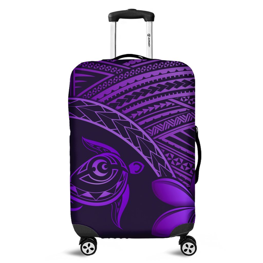 Hawaiian Turtle Plumeria Kakau Polynesian Quilt Luggage Covers Neo Purple AH Black - Polynesian Pride