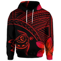 Custom Hawaiian Turtle Plumeria Kakau Polynesian Quilt Hoodie Neo Red - Polynesian Pride