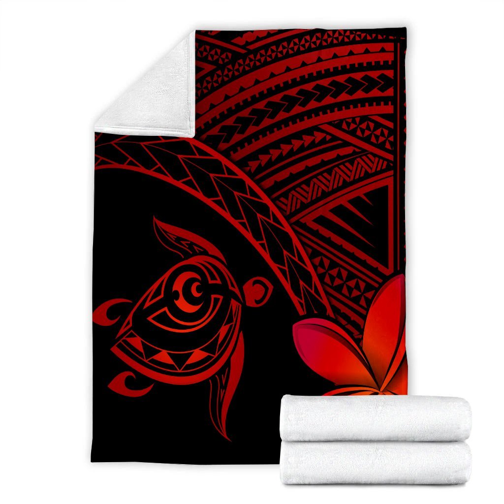 Hawaiian Turtle Plumeria Kakau Polynesian Quilt Premium Blankets Neo Red AH - Polynesian Pride