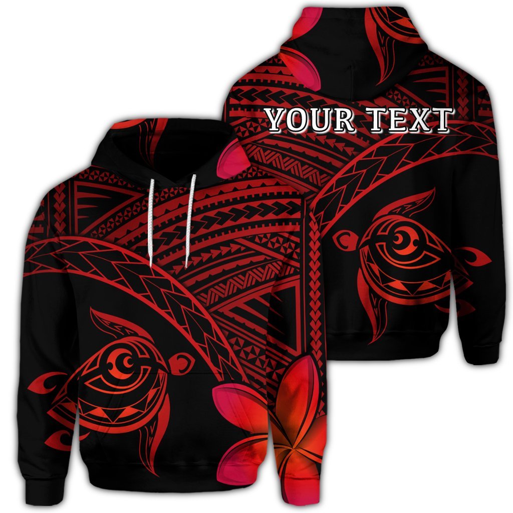 Custom Hawaiian Turtle Plumeria Kakau Polynesian Quilt Hoodie Neo Red Unisex Art - Polynesian Pride