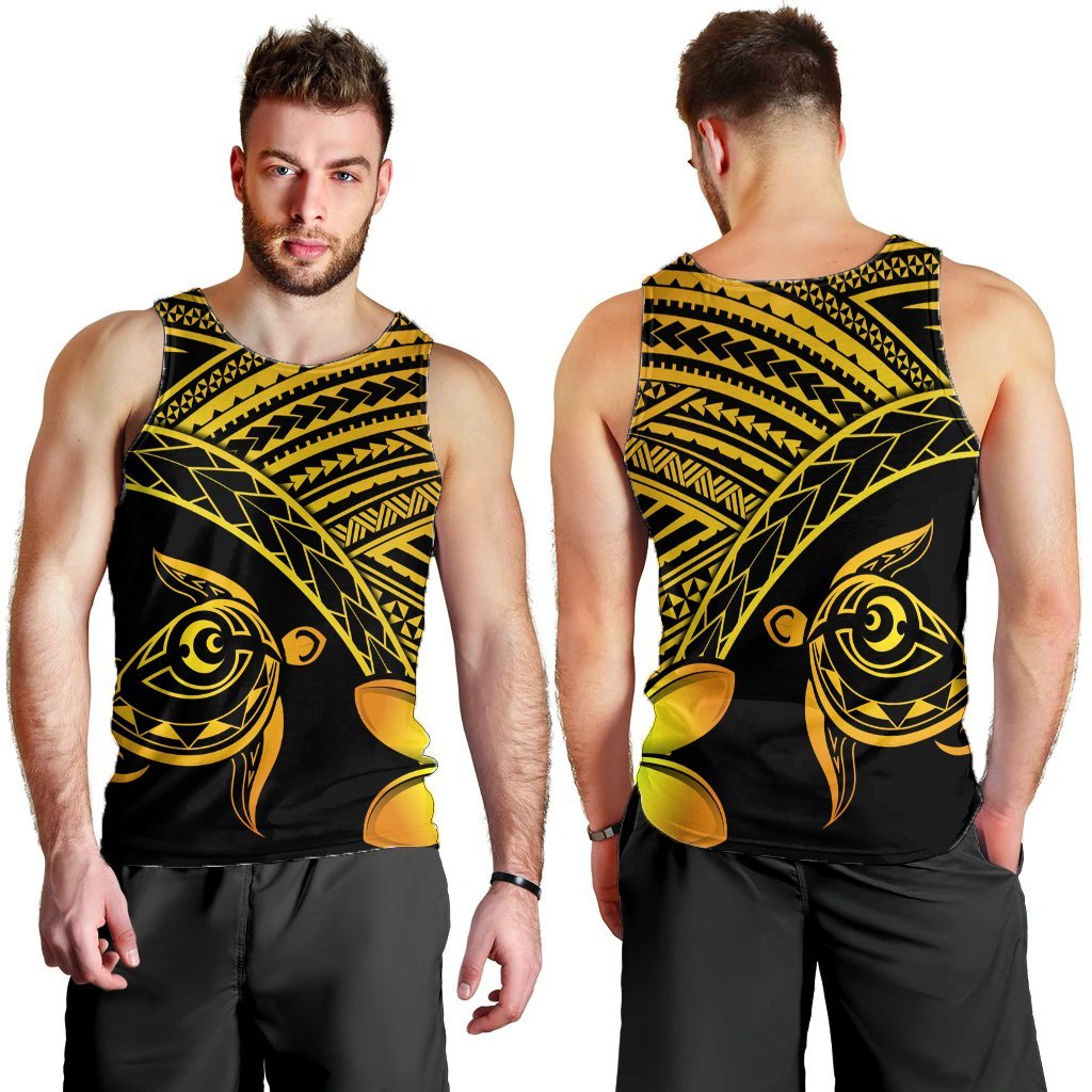 Hawaiian Turtle Plumeria Kakau Polynesian Quilt Tank Top Neo Yellow AH - Polynesian Pride