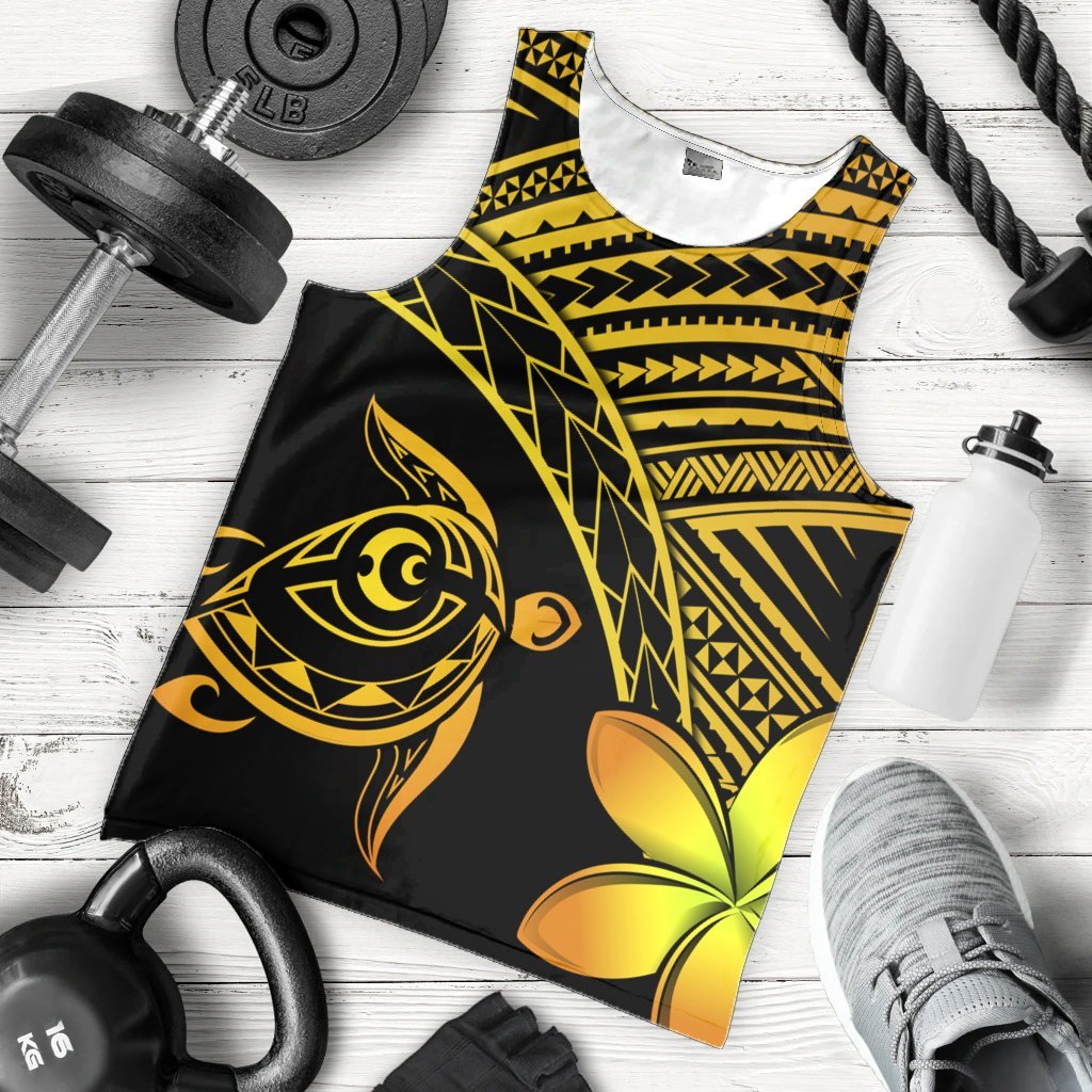 Hawaiian Turtle Plumeria Kakau Polynesian Quilt Tank Top Neo Yellow AH - Polynesian Pride