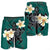 Hawaiian Turtle Plumeria Polynesian Men's Shorts Mint - AH - Polynesian Pride