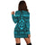 Hawaiian Turtle Polyensian Tribal Hoodie Dress Blue AH - Polynesian Pride