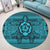 Hawaiian Turtle Polynesian Tribal Round Carpet Blue AH - Polynesian Pride