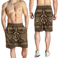 Hawaiian Turtle Polynesian Tribal Men's Shorts Gold AH - Polynesian Pride