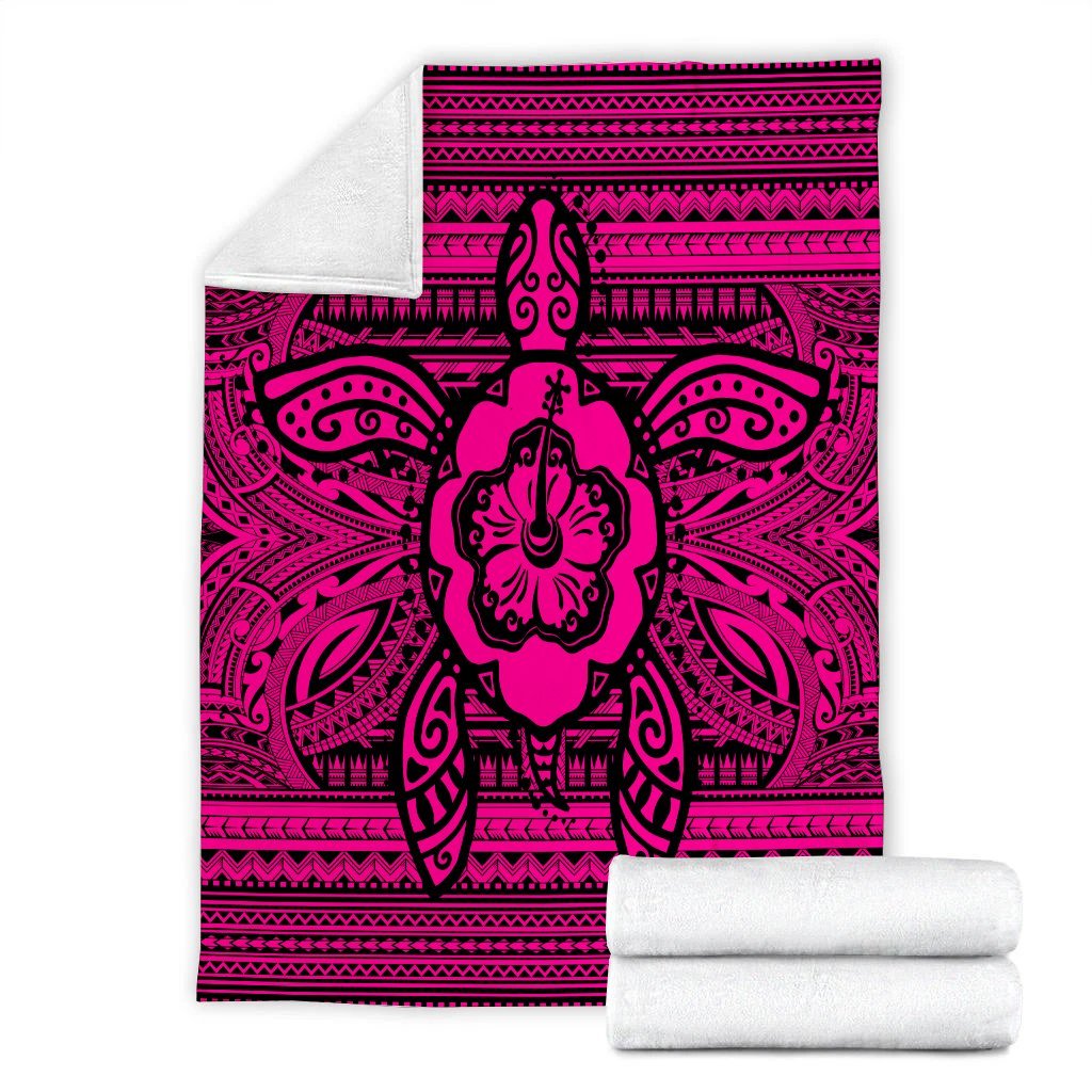 Hawaiian Turtle Polyensian Tribal Premium Blankets Pink AH - Polynesian Pride