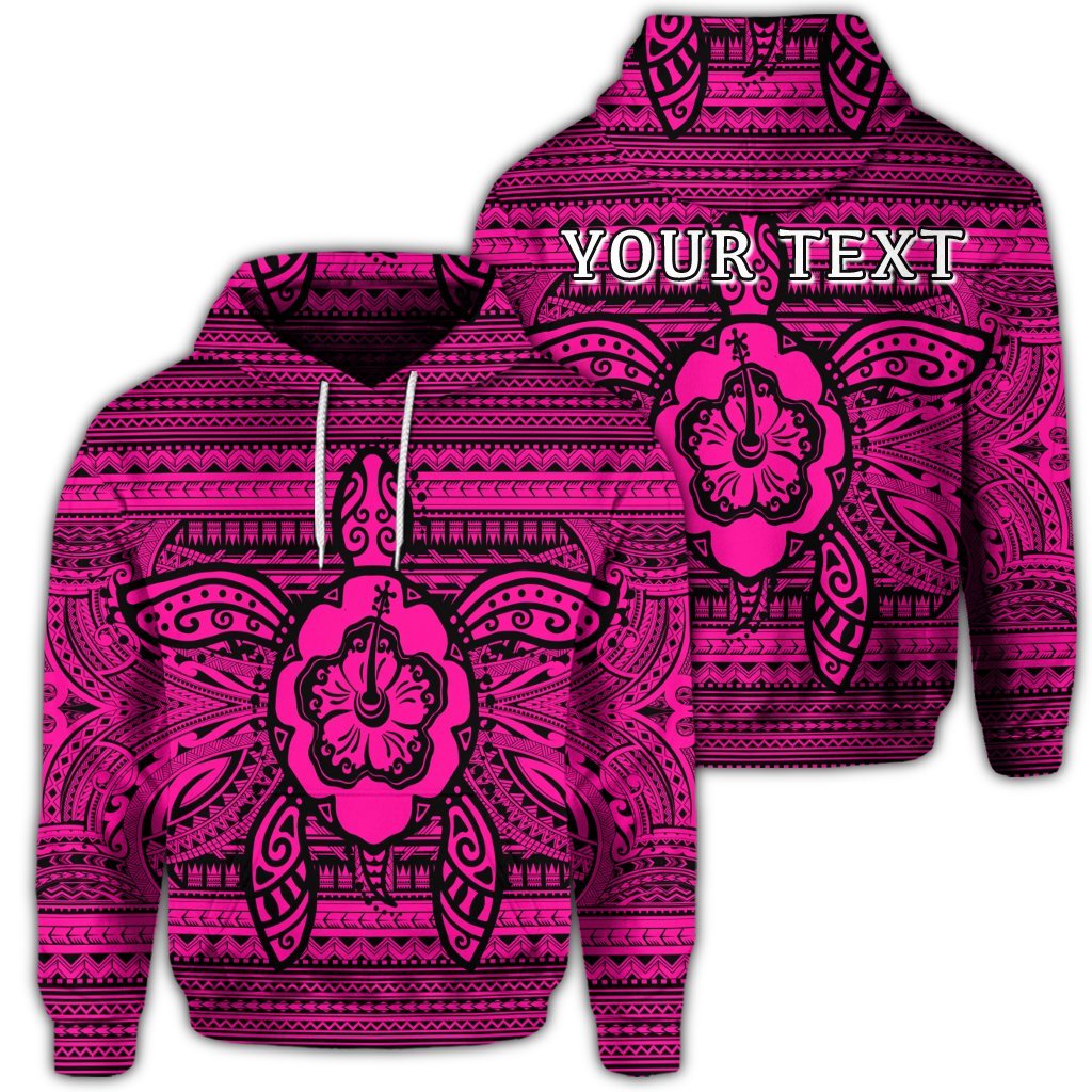 Custom Hawaiian Turtle Polyensian Tribal Hoodie Pink Unisex Art - Polynesian Pride