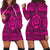 Hawaiian Turtle Polyensian Tribal Hoodie Dress Pink AH Black - Polynesian Pride