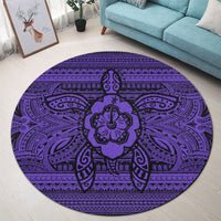 Hawaiian Turtle Polynesian Tribal Round Carpet Purple AH - Polynesian Pride