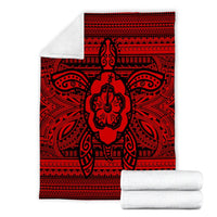 Hawaiian Turtle Polyensian Tribal Premium Blankets Red AH - Polynesian Pride