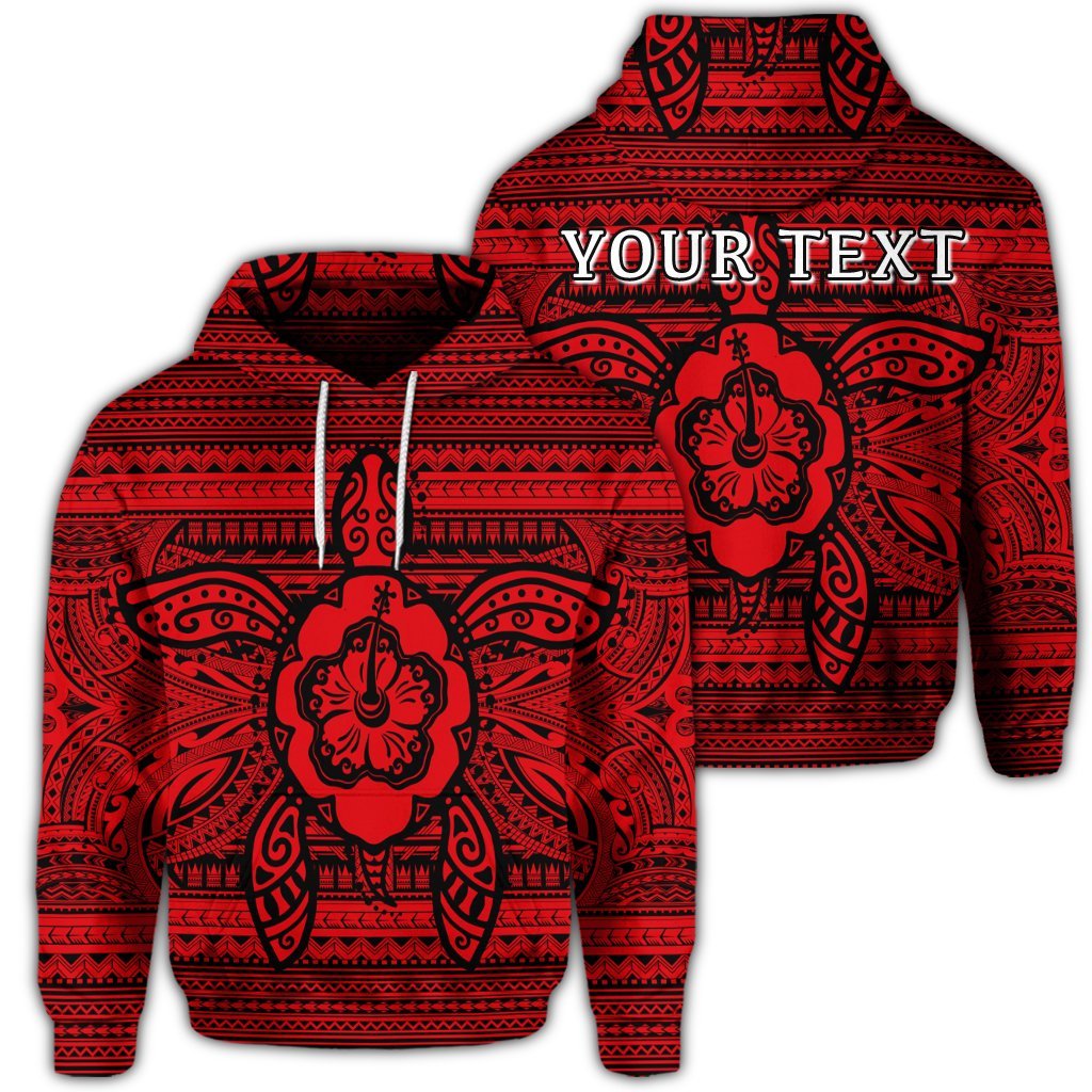 Custom Hawaiian Turtle Polyensian Tribal Hoodie Red Unisex Art - Polynesian Pride