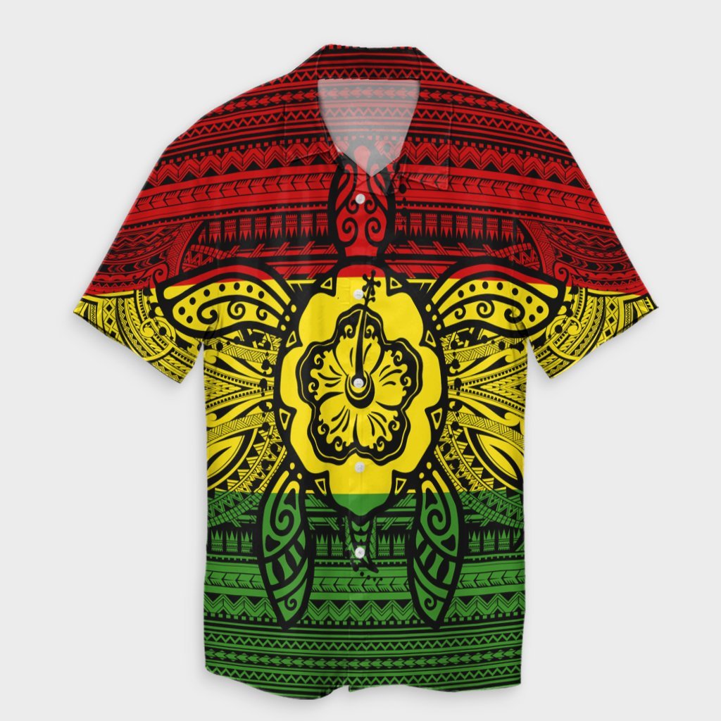 Hawaiian Turtle Polyensian Tribal Hawaiian Shirt Reggae AH Unisex Black - Polynesian Pride