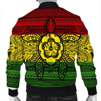 Hawaiian Turtle Polynesian Tribal Bomber Jacket Reggae AH - Polynesian Pride