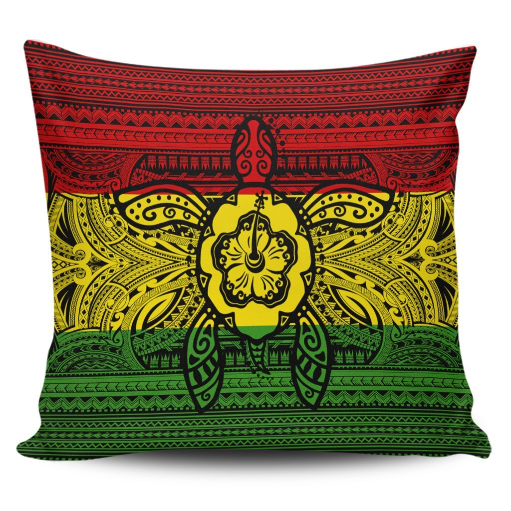 Hawaiian Turtle Polynesian Tribal Pillow Covers Reggae AH Pillow Covers Black - Polynesian Pride