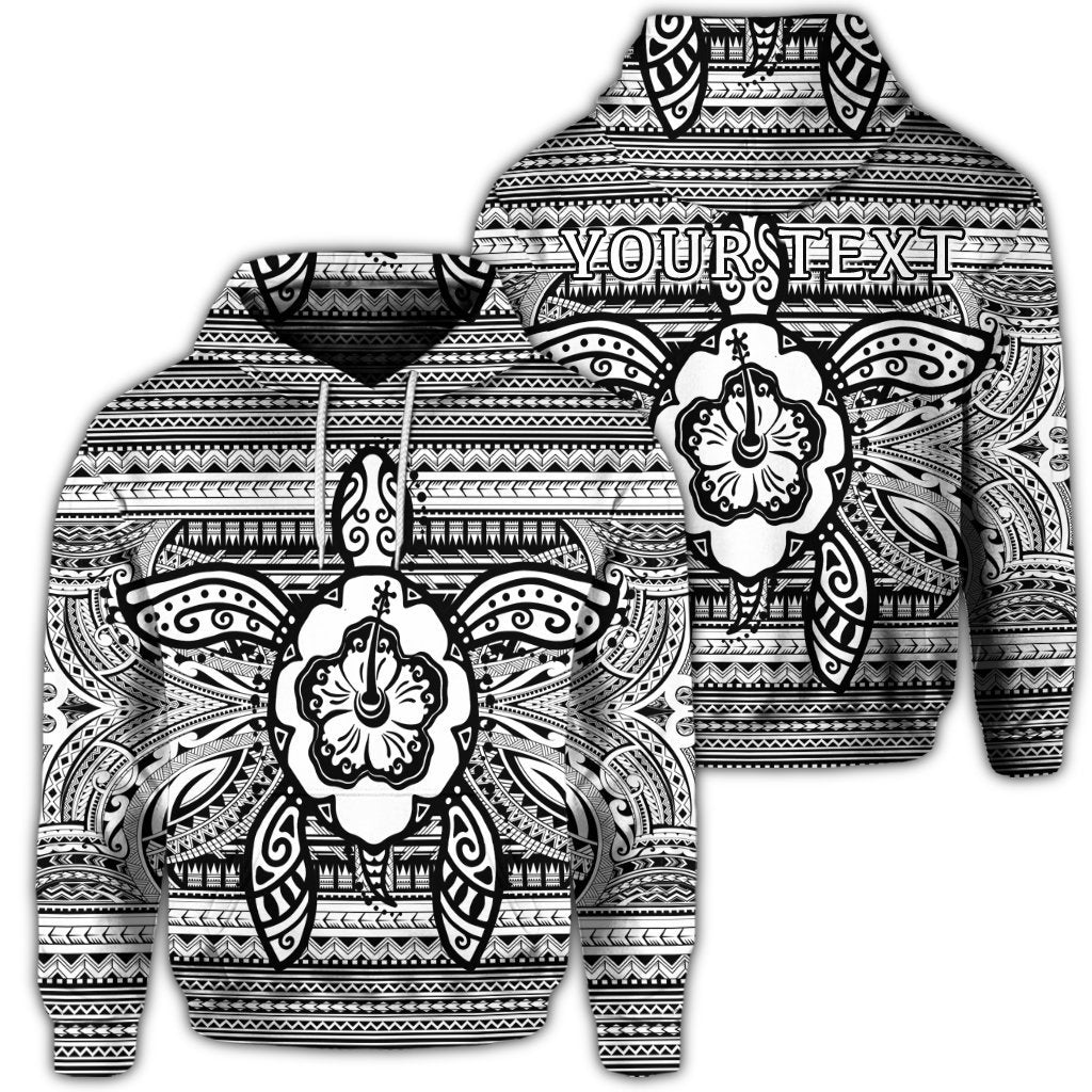 Custom Hawaiian Turtle Polyensian Tribal Hoodie White Unisex Art - Polynesian Pride