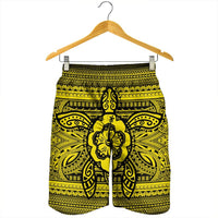 Hawaiian Turtle Polynesian Tribal Men's Shorts Yellow AH - Polynesian Pride