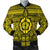 Hawaiian Turtle Polynesian Tribal Bomber Jacket Yellow AH Black Unisex - Polynesian Pride