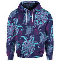 Custom Hawaiian Turtle Polynesian Neon Hoodie - Polynesian Pride