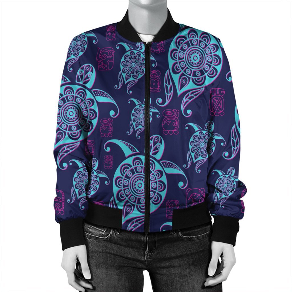 Hawaiian Turtle Polynesian Neon Bomber Jacket - AH - Polynesian Pride