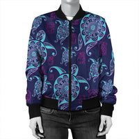 Hawaiian Turtle Polynesian Neon Bomber Jacket - AH - Polynesian Pride