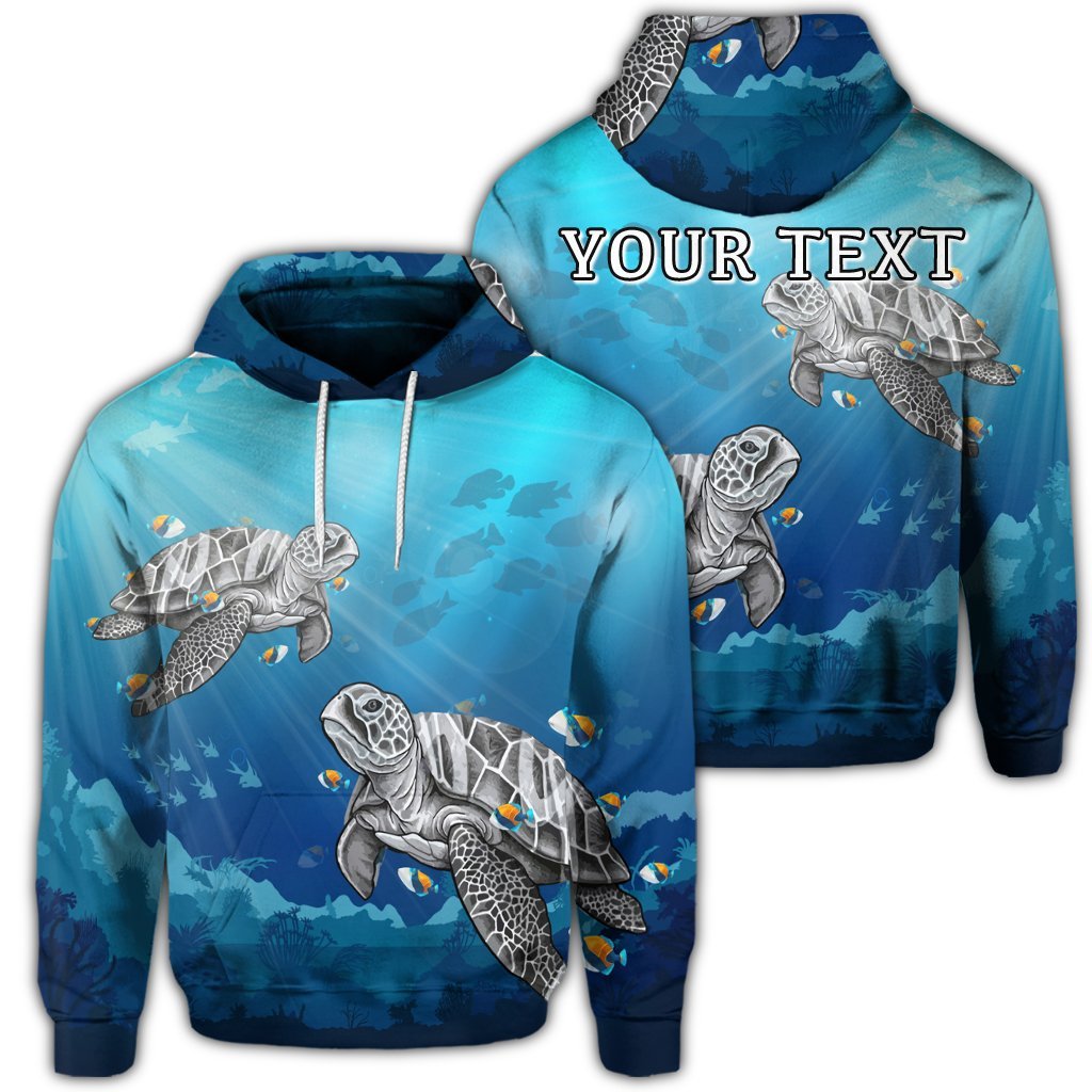 Custom Hawaiian Turtle Swim With Fish In The Ocean Polynesian Hoodie Unisex Art - Polynesian Pride