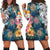 Hawaiian Turtle Swimming Wave Plumeria Hibiscus Polynesian Hoodie Dress - Garden Style - AH Black - Polynesian Pride