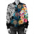 Hawaiian Turtle Swimming Wave Plumeria Hibiscus Polynesian Bomber Jacket - Garden Style - AH - Polynesian Pride