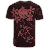 Hawaiian Turtles Hibiscus Plumeria Polynesian T Shirt Pink AH - Polynesian Pride