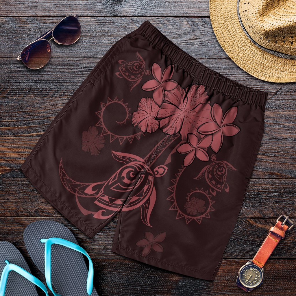 Hawaiian Turtles Hibiscus Plumeria Polynesian Men's Shorts - Pink - AH Art - Polynesian Pride