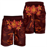 Hawaiian Turtles Hibiscus Plumeria Polynesian Men's Shorts - Red - AH - Polynesian Pride
