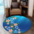 Hawaiian Tuttle And Plumeria Flower In The Sea Polynesian Round Carpet - AH - Polynesian Pride