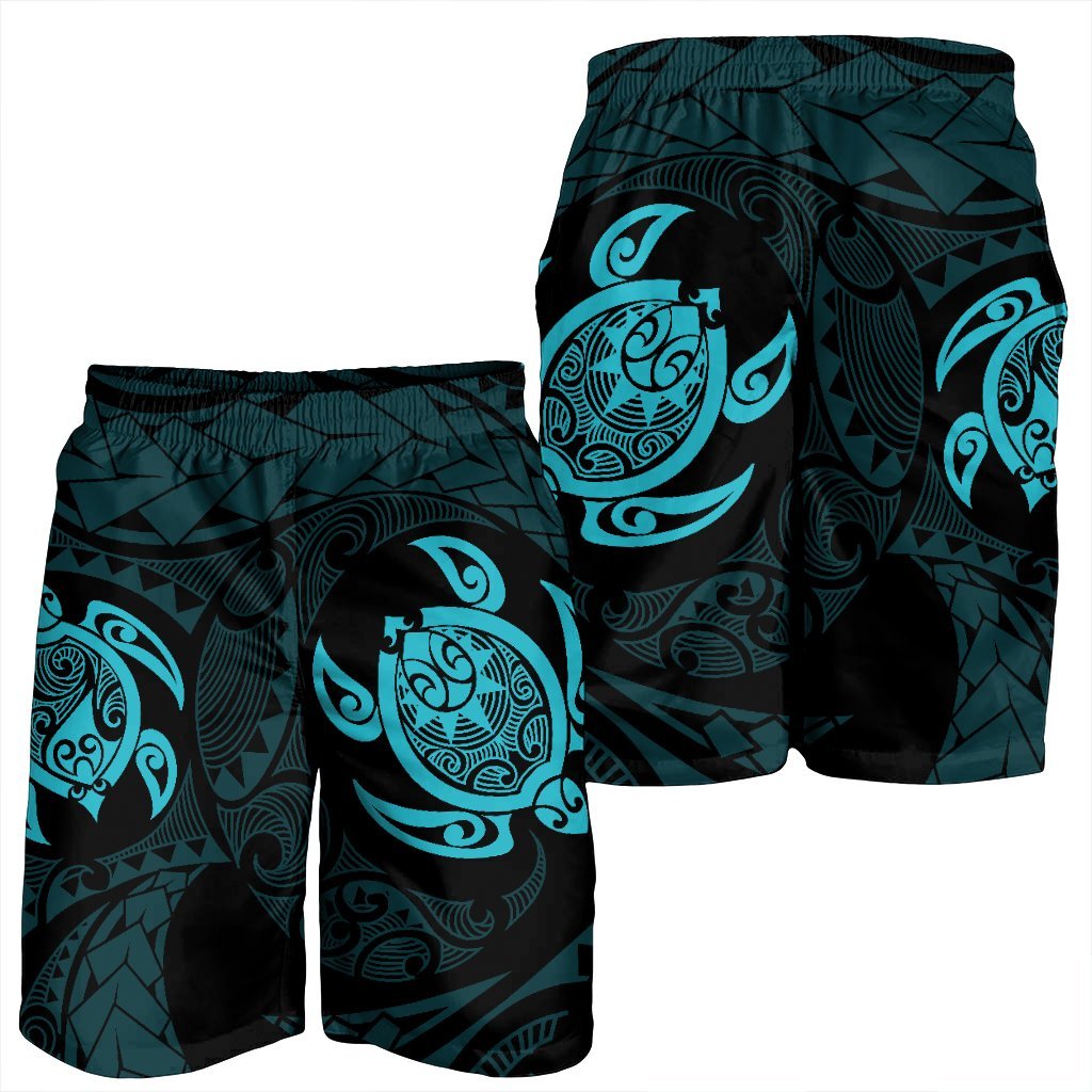Hawaiian Two Turtle Polynesian Men's Shorts Blue AH - Polynesian Pride