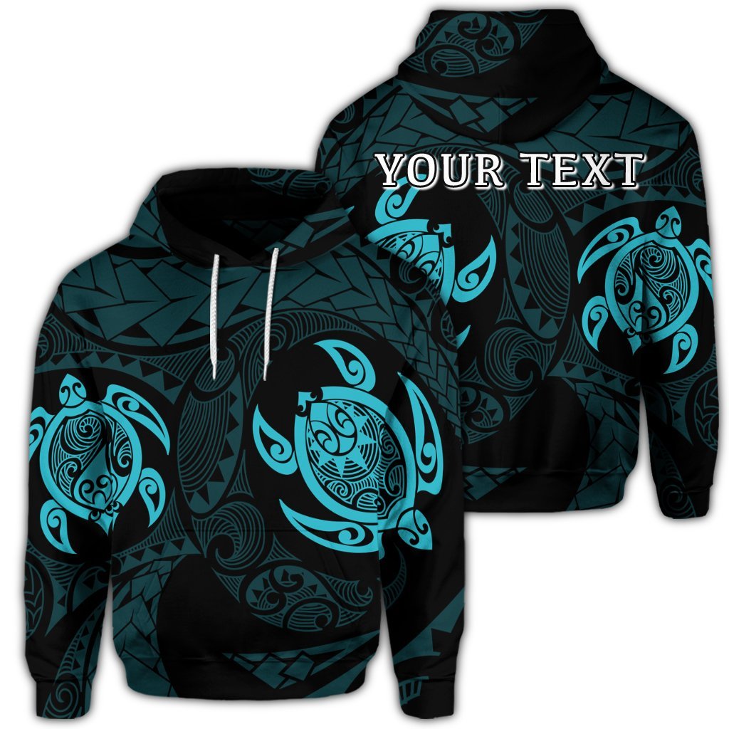 Custom Hawaiian Two Turtle Polynesian Hoodie Blue Unisex Art - Polynesian Pride