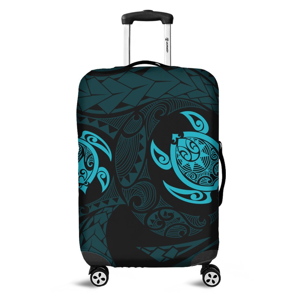 Hawaiian Two Turtle Polynesian Luggage Covers Blue AH Black - Polynesian Pride