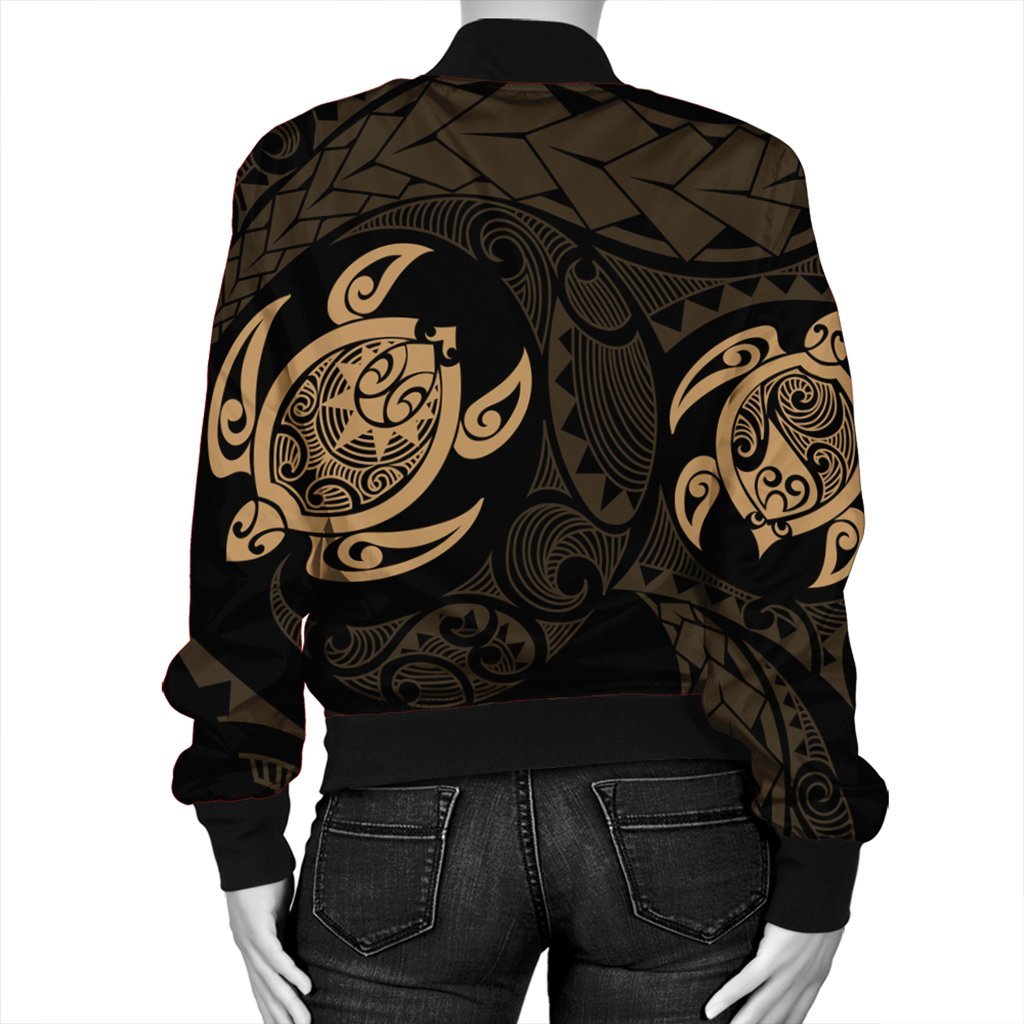 Hawaiian Two Turtle Polynesian Bomber Jacket Gold AH - Polynesian Pride