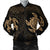 Hawaiian Two Turtle Polynesian Bomber Jacket Gold AH Black Unisex - Polynesian Pride