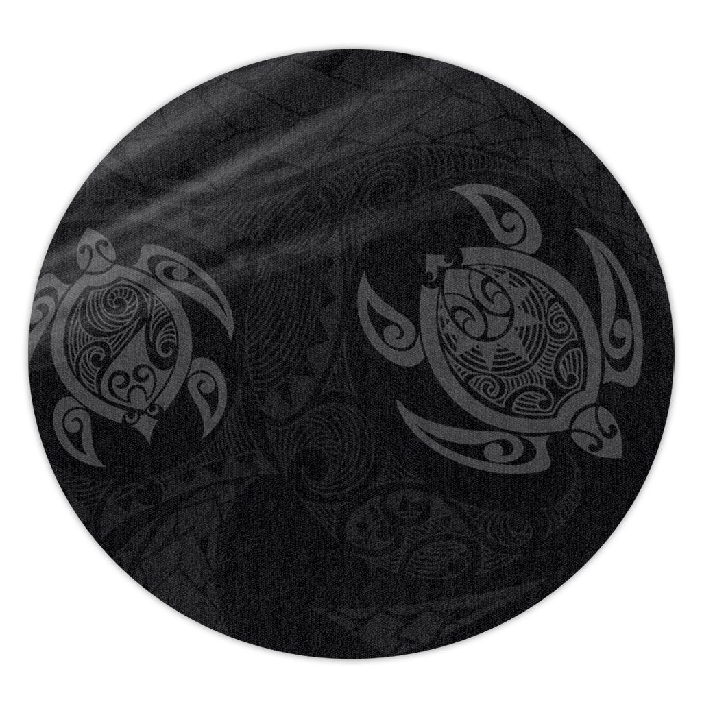 Hawaiian Two Turtle Polynesian Round Carpet Gray AH Round Carpet Luxurious Plush - Polynesian Pride