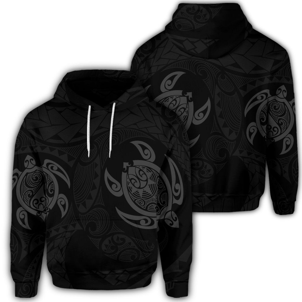 Hawaiian Two Turtle Polynesian Hoodie Gray Unisex Art - Polynesian Pride