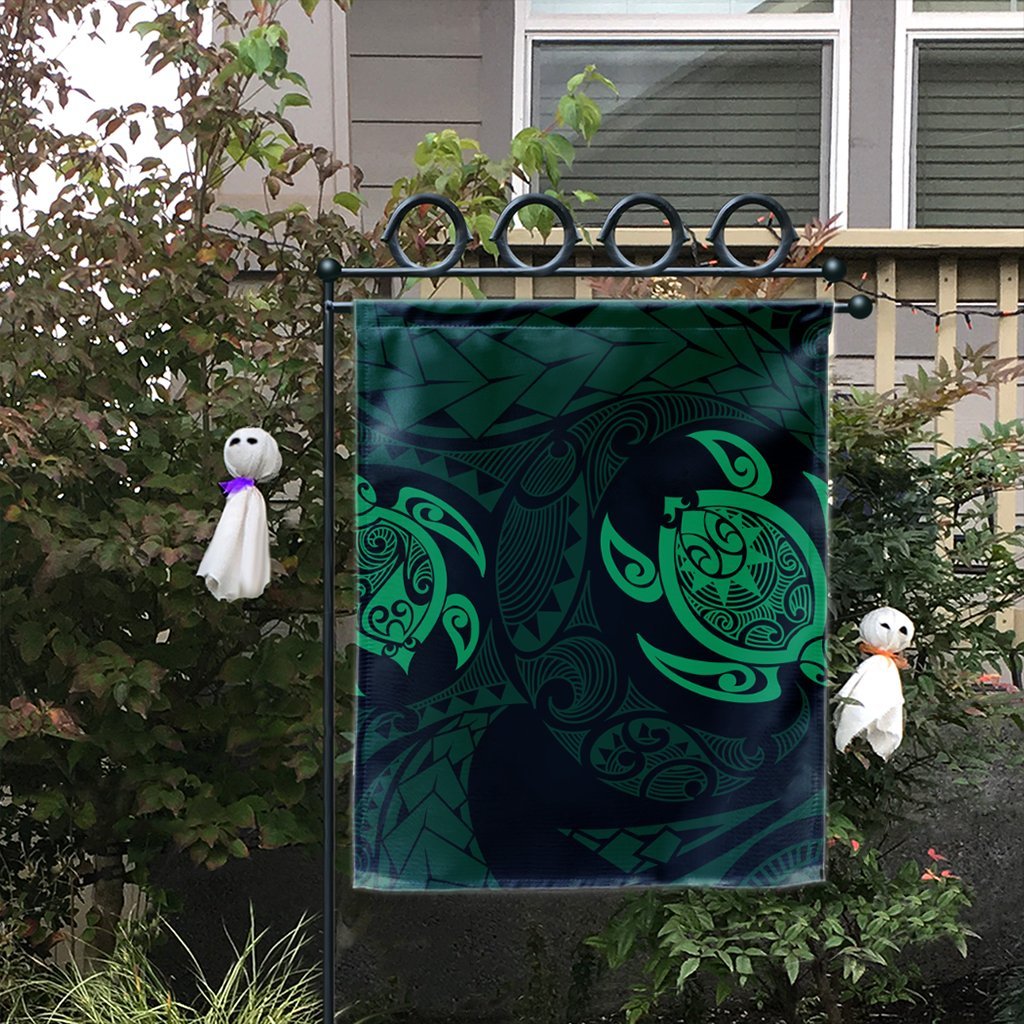 Hawaiian Two Turtle Polynesian Flag Green AH - Polynesian Pride