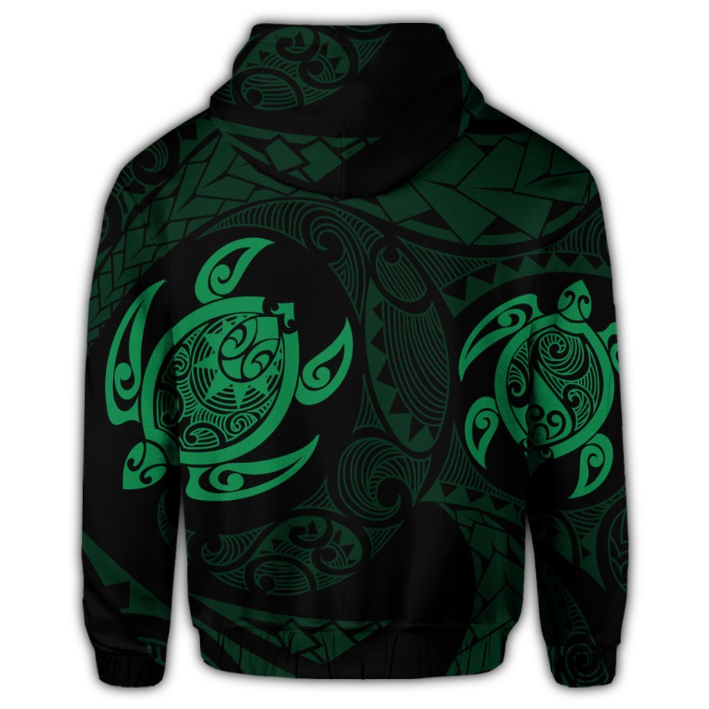 Hawaiian Two Turtle Polynesian Hoodie Green - Polynesian Pride