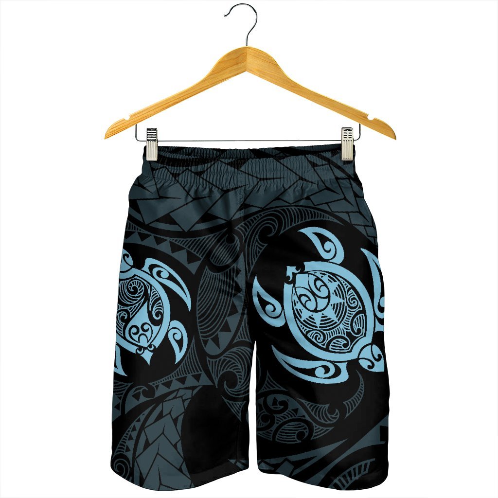 Hawaiian Two Turtle Polynesian Men's Shorts Pastel Blue AH - Polynesian Pride