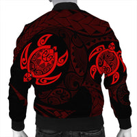 Hawaiian Two Turtle Polynesian Bomber Jacket Red AH - Polynesian Pride